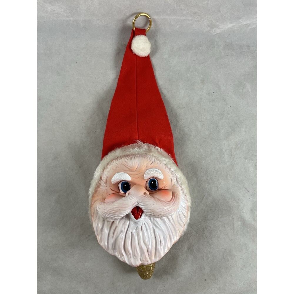 Musical Santa Wall Hanging Plays Silent Night Vinyl Japan Christmas Decor 1960s
